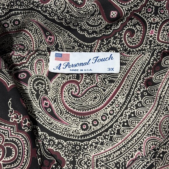 A Personal Touch Vintage Style Paisley Button Front Blouse 3X Made in USA - Picture 8 of 11